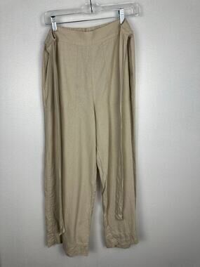 Kenzie women's tie-waist pants relaxed wide-leg silhouette medium beige